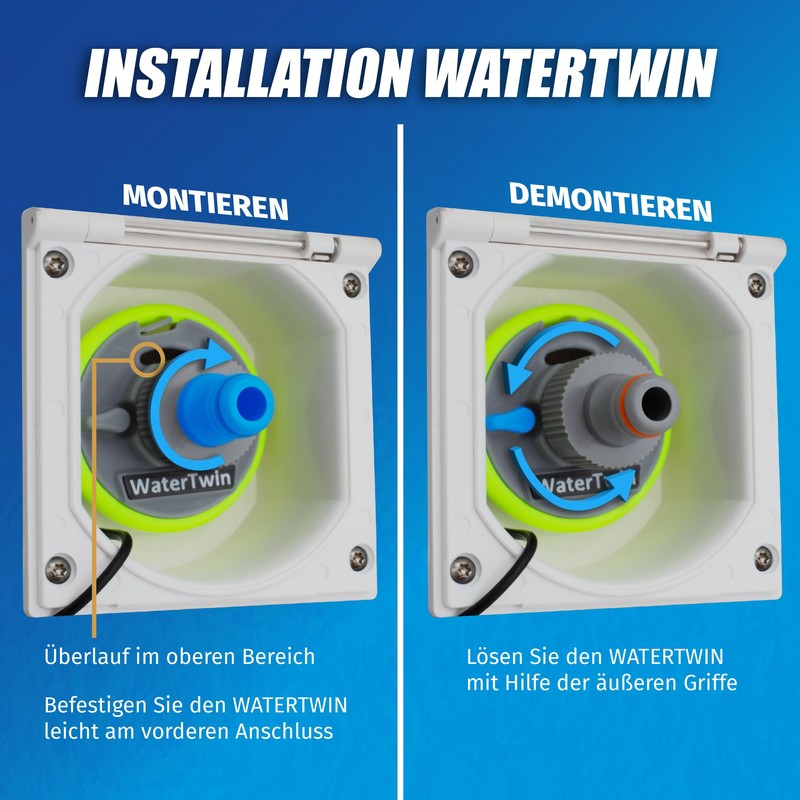 Water tank cap with connection for Gardena system for mobile