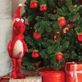 Smart Garden Festive Standing Dinosaur Plush Decoration - 30cm - Red - Christmas Dinosaur - Gift Idea for Christmas Xmas Children - Novelty Christmas Decoration