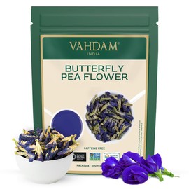 VAHDAM, Butterfly Pea Flower Tea (1.76oz) 100+ Cups | Delicate & Earthy | Vacuum Sealed for Freshness | Butterfly Pea Flower Loose Leaf | Brew Iced Tea, Cooking, Mocktails & Cocktails