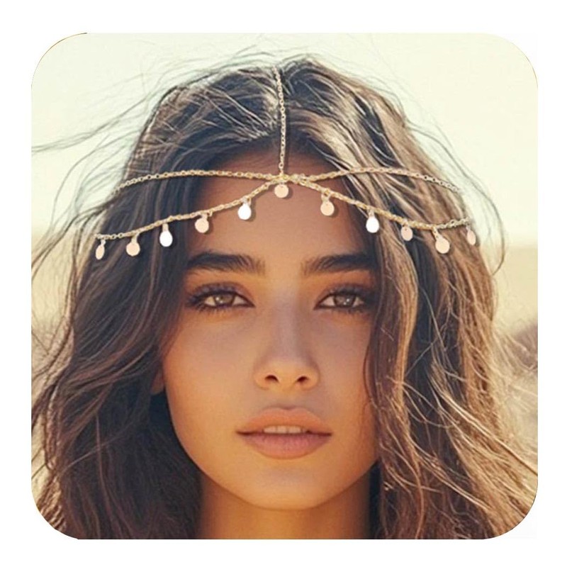 Gorais Lentejuelas Boho Cadena de Cabeza Joyería Cadena para el