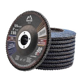 Merryland Merryland Flap Disc 125 Metal for Angle Grinder, 125mm 80 Grit T29 Flap Wheel 10 Pieces, Blue Zirconium Corundum INOX Stainless Steel Iron Universal 5 inch, Craft-Line FC1108414-10