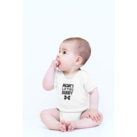 CBTwear Mom's Lifting Buddy - Mommy's Workout Partner - Cute Infant One-Piece Baby Bodysuit, White, 6 Months