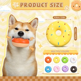 JellyArch 16 Pcs Latex Squeaky Dog Toys Donut Small Dogs Squeaky Chew Toys for Aggressive Chewers Soft Interactive Fetch Play No Stuffing Durable Teething Items for Small Puppy