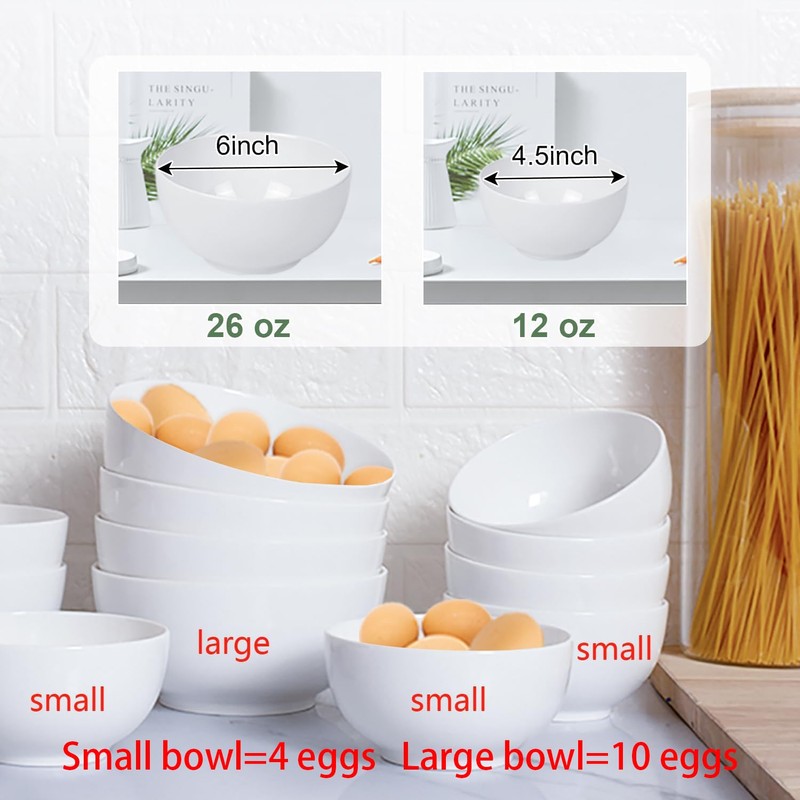AntoKueh White 4.5in Small Ceramic Bowls, 12 OZ, Ice cream