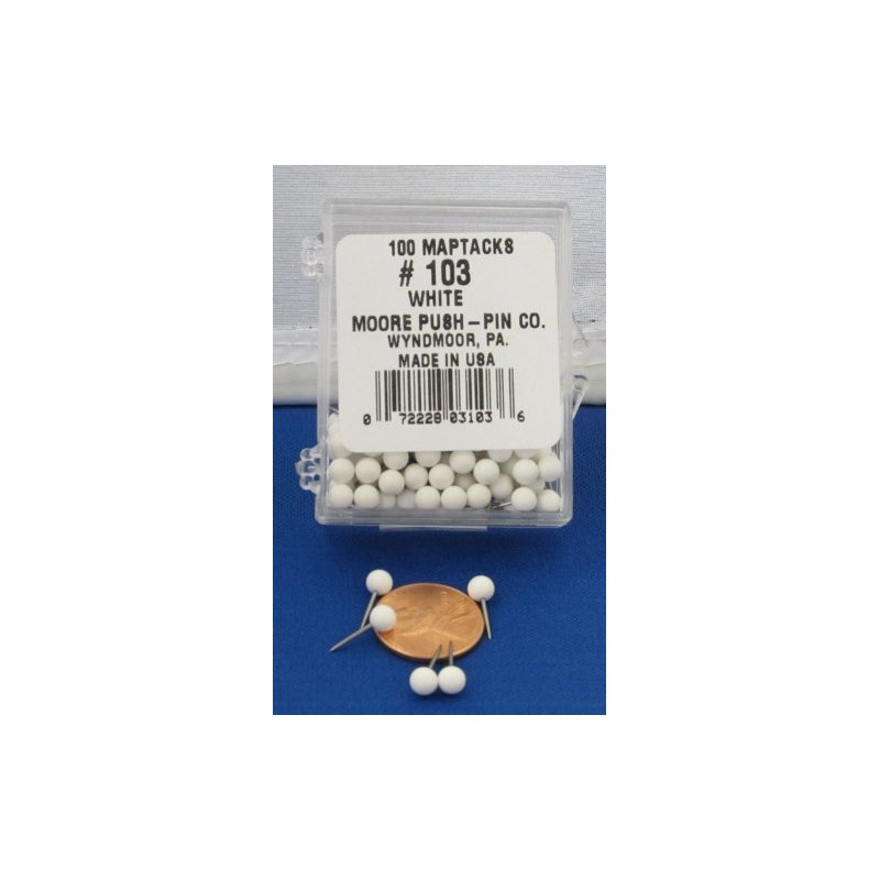 Moore Push Pin - White (Pack of 100)
