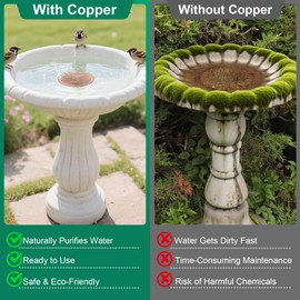 Mzesssmy 2 Pcs Bird Bath Copper Disk | 99.99% Pure Copper Plate & Birdbath Disk | 0.6mm Thick Reinforced Design | Maintains Clean Water Naturally | Fits All Birdbath Bowls Year-Round (Bird Style 2)