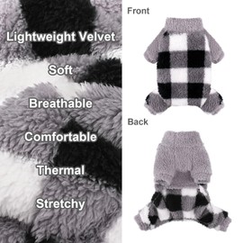 Dog Pajamas Pjs Fleece Dog Sweater Cute Puppy Clothes for Small Dogs Chihuahua Yorkie Clothes Girl Boy Warm Pullover Doggie Outfit Cat Sweater (Grey Plaid, Small)