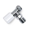Wärmer System Angled Radiator Valve - White Lockshield Cap &