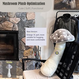 Hofun4U Mushroom Plush Pillow - 39 inch Mushroom Shaped Stuffed Long Pillow - Mushroom Plush Body Pillow - Christmas Birthday Sofa Home Decoration (Grey)