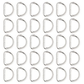 TAIYOU Pack of 30 Metal D-Rings Half Rings Silver D-Rings 20 mm x 3.8 mm D Rings Buckle for Backpack Belt Buckles Bags Belt Handbags Craft Accessories, silver