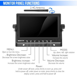 Pyle 7’’ Monitor Vehicle Safety System - Built in 2.4Ghz Antenna Wireless Video Transmitter & Receiver, Waterproof, Single Camera Connectivity with Night Vision, Use for Bus, Truck, Trailer or Van