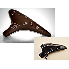 Great Deal! Focalink Dragon Tooth 6 Holes Soprano G Dark Brown Glaze Ceramic Ocarina + 12 Hole Alto C Ceramic Ocarina - Easy to Learn, Good for Beginner & Great Gift! (W/Brown)