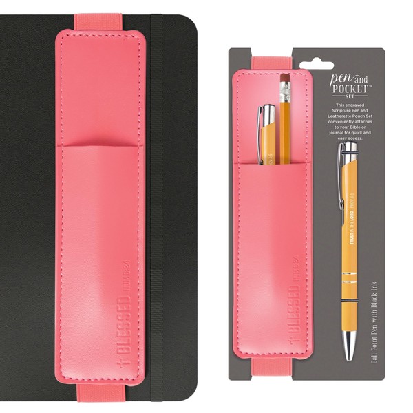Cross Leather Pocket Protector Pouch & Engraved Ballpoint Pen Set