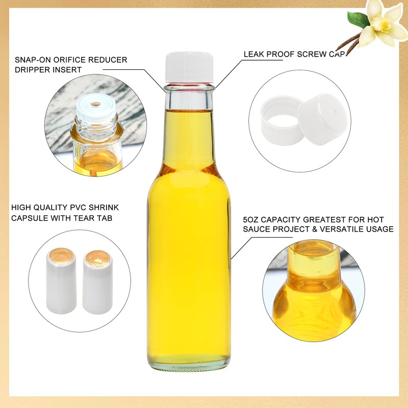 Clear Woozy 5oz Glass Bottles with Shrink Capsules - Set