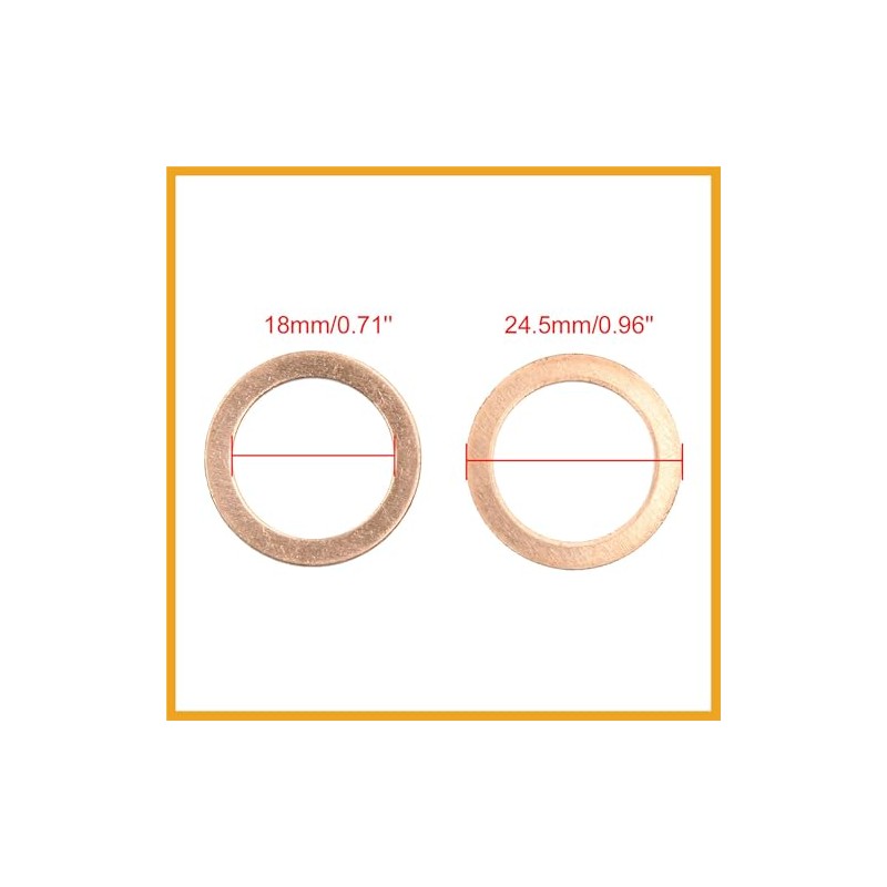Partuto 18mm Inner Dia Copper Crush Washers Flat Sealing Gaskets