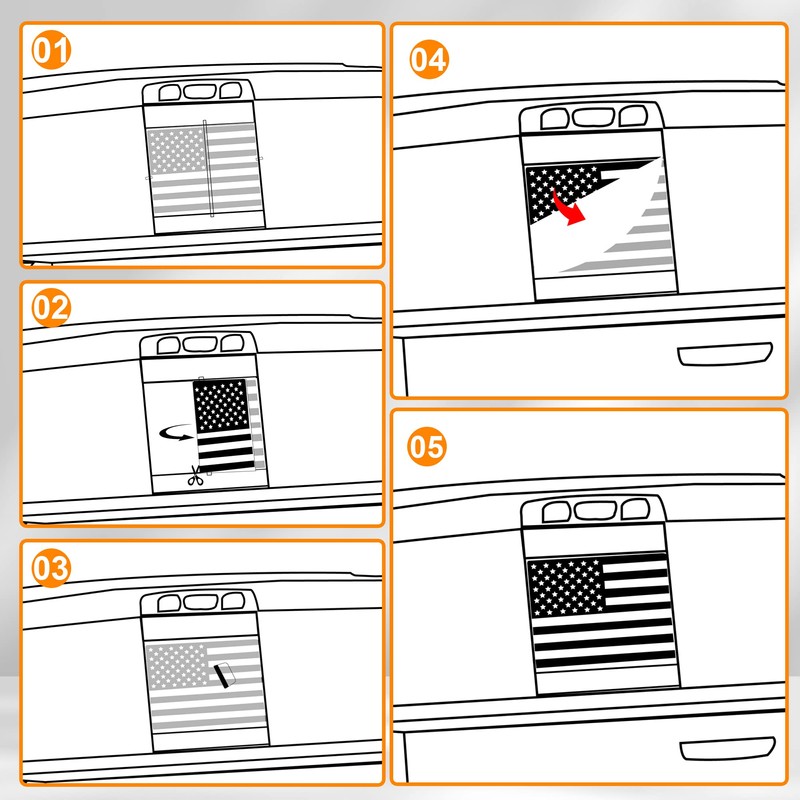 Zhizhong Rear Middle Window Decal Fit F150 2004-2014, American Flag