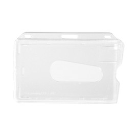 10 x Karteo ID Polycarbonate Case | Horizontal Credit Card Format 86 mm x 54 mm with Thumb Strap Push, transparent clear