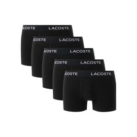 Lacoste Men's Cotton Stretch Essentials Trunks, 5-Pack, Black with Black Waistbands, Large