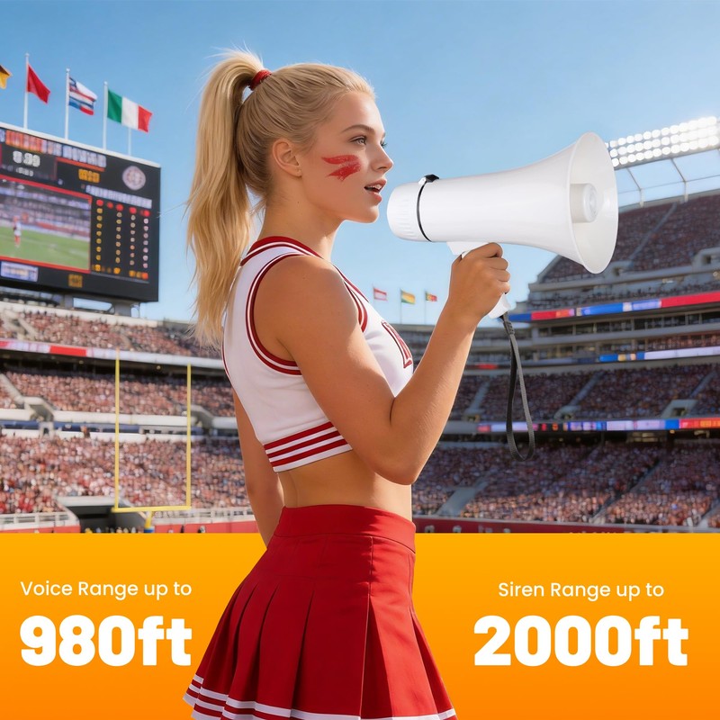 MyMealivos 35W Rechargeable Megaphone Speaker Built in 240s Recording &