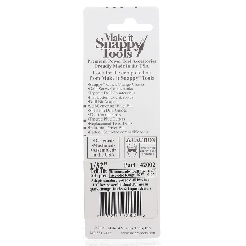 Snappy Tools 1/32 Inch Quick Change Drill Bit Adapter #42002