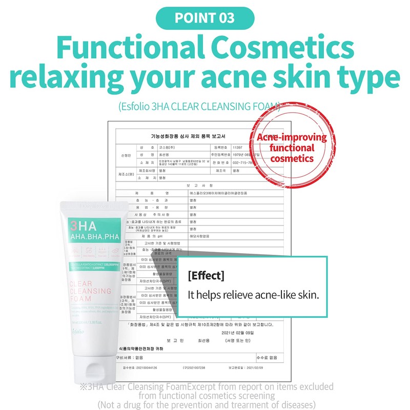 esfolio ESFOLIO 3HA Clear Cleansing Foam 3.38 Fl oz