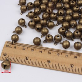 Pack of 200 12 mm Vintage Bells in Bronze, Bronze Bells for Hanging Dogs, Door Bell, Potty Training, Wind Chime, Gift Tags, DIY Christmas Decoration