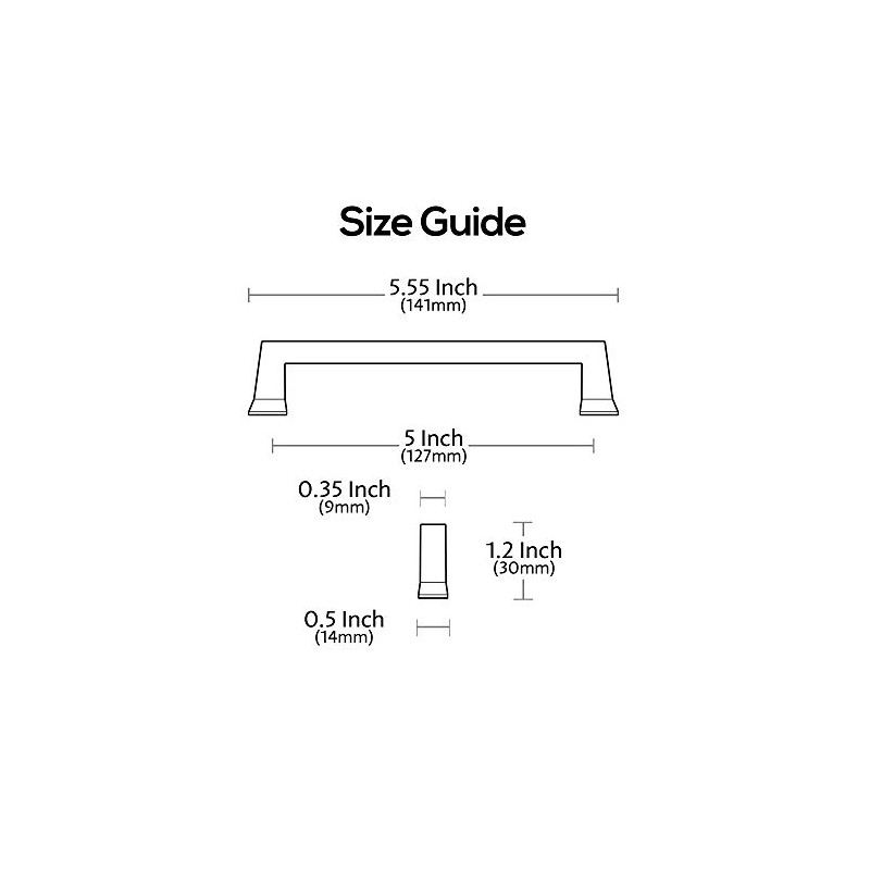 Alzassbg 10 Pack Brushed Gold Cabinet Pulls, 5 Inch(127mm) Hole