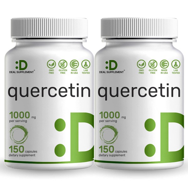 Quercetin 1000mg Per Serving (2 Pack) | 300 Capsules, High Bioavailable Flavonoids, Third Party Tested, Supports Healthy Immune System, Non-GMO, No Gluten