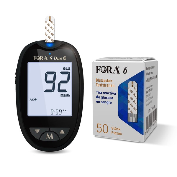 FORA Duo 2 in 1 (Blood Sugar, Ketone) Bluetooth, Blood Glucose Monitors + 50 Blood Glucose Test Strips
