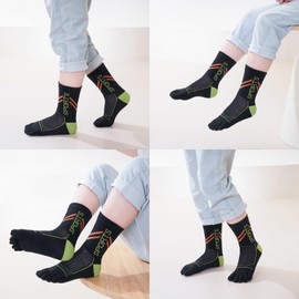 2 Pairs Cotton Five Finger Toe Socks Athletic Sports Breathable Mesh Seperated Socks for Boys Girls Kids Teens 6-15 Years