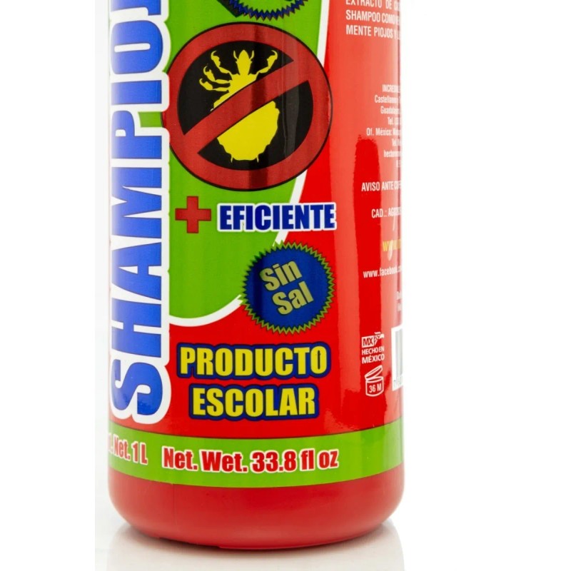 Shampoo para piojos liendres Incredible Shampiojo 1 litro con cepillo
