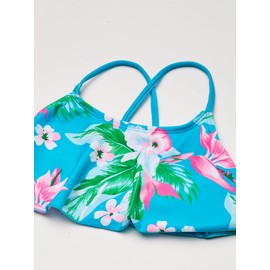 Kanu Surf Girls Flounce Bikini Beach Sport 2 Piece Swimsuit, Alania Floral Aqua, 10