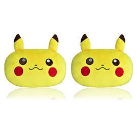 Finex 2 Pcs Set Yellow Pikachu Neck Support for Car with Padded Elastic Band on Back Auto Accessories PP
