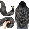 LaaVoo Nano Hair Extensions Human Hair Black Nano Bead Hair