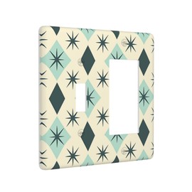JDAKHD Mid Century Modern 2-Gang Toggle & Decorator Combo Wall Plate Vintage Abstract Diamond Geometric Pattern Rocker Switch + Gfci Outlet Cover for Office, Retail & Commercial Spaces