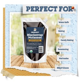 Fermentaholics Organic Unsulphured Blackstrap Molasses | 20 Oz Pouch | OU Kosher & Unsulfured | Spouted Pouch for Easy Measuring and Pouring