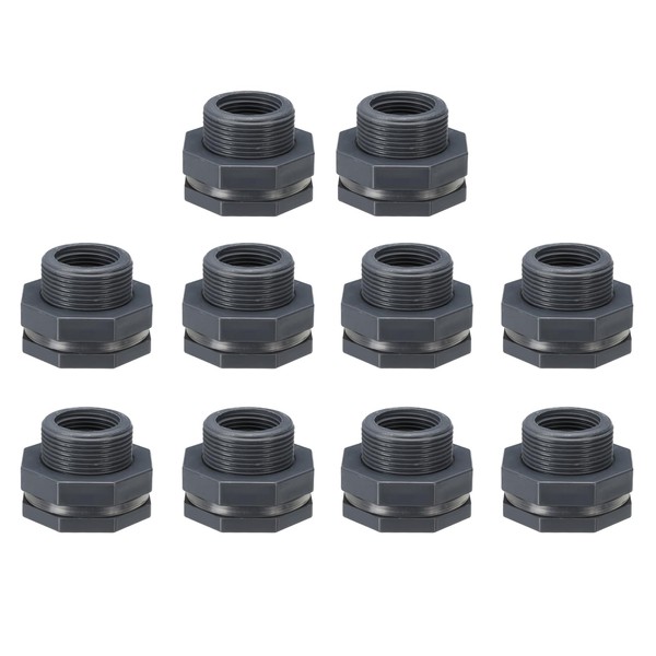 PATIKIL PVC Bulkhead Fitting 1", 10 Pack Bulkhead Water Tank