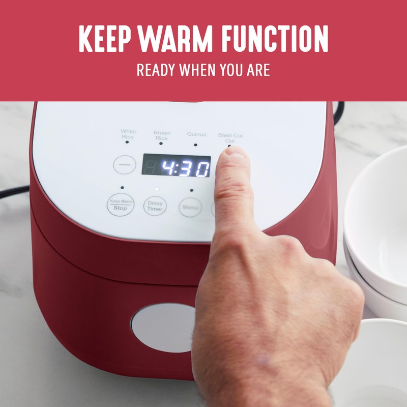 GreenLife Digital Rice Cooker, 2-Cups Uncooked/4-Cups Cooked, Removable Nonstick Ceramic
