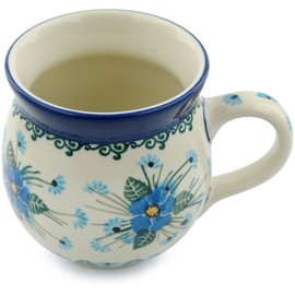 Polish Pottery Bubble Mug 12 oz Forget Me Not made by Ceramika Artystyczna