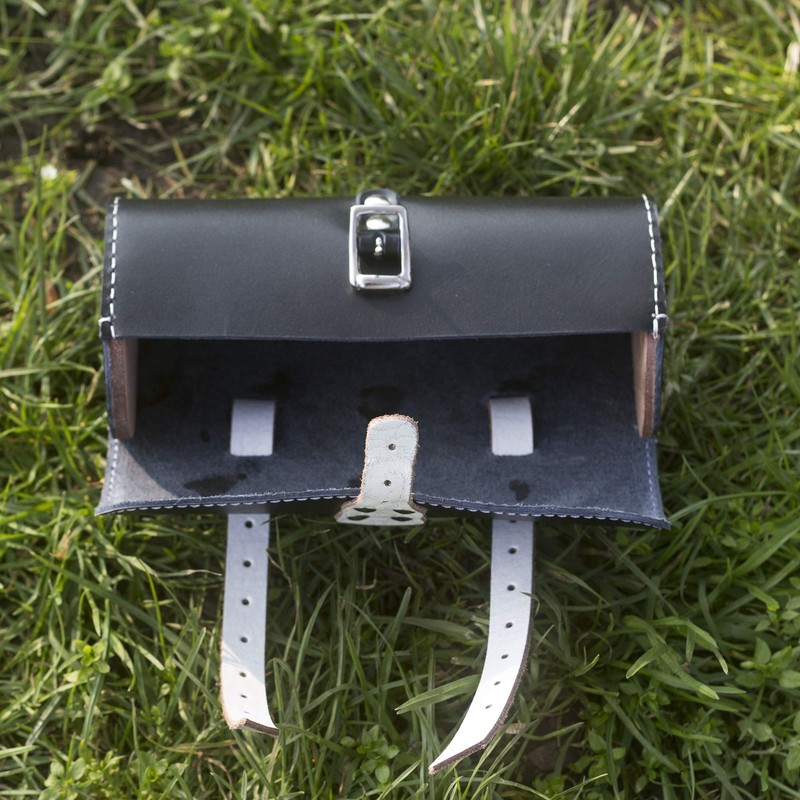 Leather Tool Bag Bike Saddle Bag Handcrafted Bike Bag BLACK