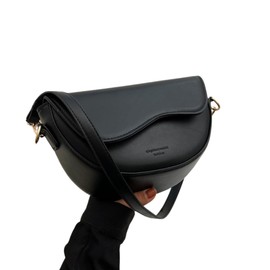 Bolsa De Sillín Crossbody Bandolera Moda Vintage Para Dama (Negro)