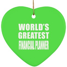 Designsify Christmas Tree Decoration, World's Greatest Financial Planner, Heart Ornament Green, Gifts for Birthday Anniversary Valentines Mom Mothers Fathers Day Party, to Men Women Him Her Friend Mom