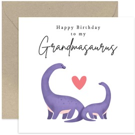 Old English Co. Grandma Birthday Cards from Grandchild - Cute 'Grandmasaurus' Dinosaur Birthday Card for Her from Young Children - Birthday Card for Her | Blank Inside Envelope