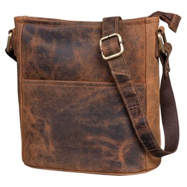 LEABAGS Milano Shoulder Bag, Genuine Leather, Handbag for Women, Vintage Look, Shoulder Bag, Shopper Bag, Multi-Bag, Cow Dark Brown Hunter