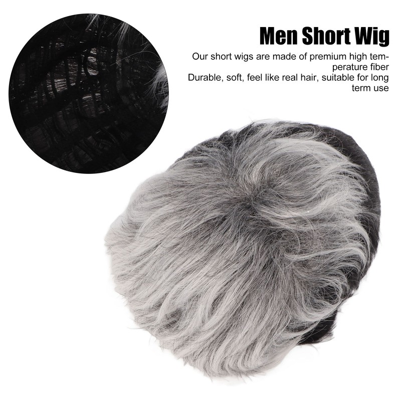 Men Wig Heat Resistant Short Grey Layered Airy Natural Stylish