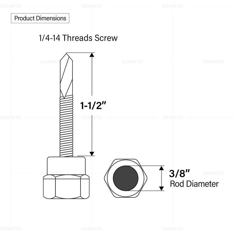 Everflow 8041957-25 3/8" Screw Vertical Threaded Rod Anchor Designed for