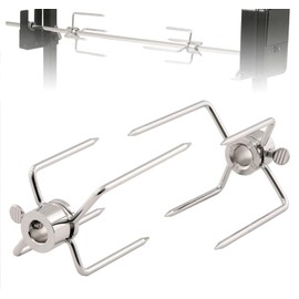 PIQIUQIU 2 Meat Clips for Rotisserie Forks Universal Stainless Steel Meat Needle for Chicken Shish Kebab Diameter 12 mm