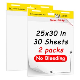 YNXPTBNC Super Sticky Easel Pad, 25 in x 30 in, White, 30 Sheets/Pad, 2 Pad/Pack, Large White Premium Self Stick Flip Chart Paper, Super Sticking Power