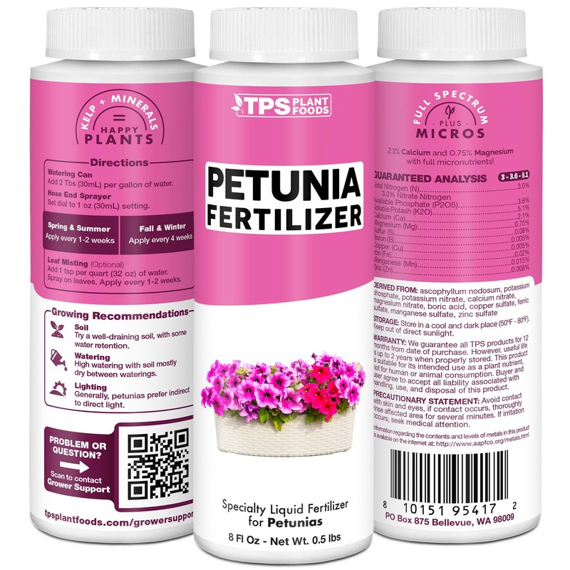 Petunia Fertilizer, Complete Liquid Petunia Plant Food, 8 oz (250mL)