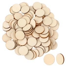 Hariendny 100 PCS Wood Circles Unfinished Wood Circle Small Wood Slices Round Crafts Wood Cutouts Circle Wood Pieces Ornaments 1 Inch Round Wood Coins Round Tiny Wood Kit for DIY Craft Decorations